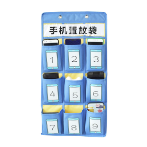9 Grids Classroom Pockets Chart Phone Calculator Holders with Hooks Small Items Storage Bag Wall Door Hanging Organiser