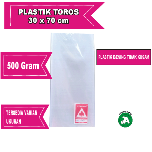 Plastik Toros Panjang 30 x 70 Cm Plastik PP kerupuk Terompet Bening-500 Gram