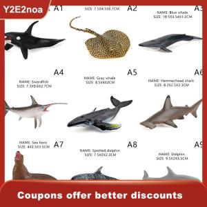 【Y2E2noa】 Simulation Marine Life Action Figures Ocean Animal Model Educational Toys Cake TopperCollection Gift Shark Dolphin Hammerhead