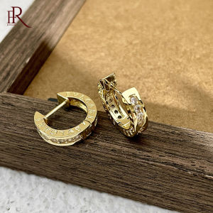Frascati Simple Design Micro Inlaid With Zircon Small Gold Colour Hoop Earrings For Womens Fashion Jewelry Exquisite Accessories