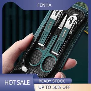 FENHA 6 Pcs Portable Luxury Manicure Sets Pedicure Kits Bright Black Nail Clipper Set Personal Care Tools Eyebrow Scissors