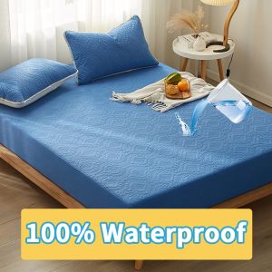Waterproof Thicken Bedsheet Mattress Topper Protector Fitted Bed Sheet Cover Single Twin Double Queen King Cover For Foam Bed