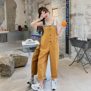 Overall Kasual Longgar Wanita Berwarna Kuning