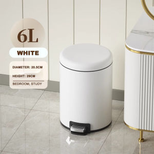6L/10L round pedal trash can stainless steel trash bin with lid for bathroom/bedroom/living room/kitchen
