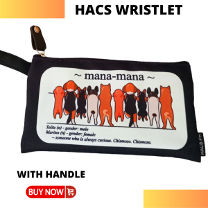 HACS Exclusive Meeting ng Mga Marites at Tolits Black Wristlet - With Handle 4X7 inches pouch with handle