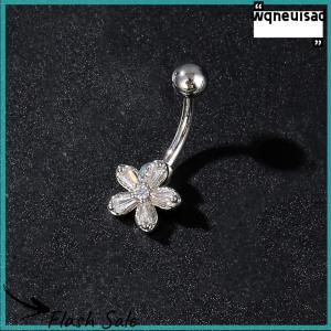 【WQ】 COD แหวนเจาะสะดือรูปดอกไม้ผีเสื้อทำจากสแตนเลสสำหรับผู้หญิงและเด็กผู้หญิงเครื่องประดับร่างกาย