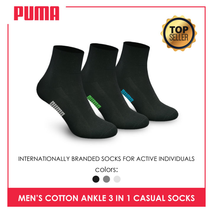 Puma Men's Cotton Lite Thin Casual Ankle Socks pairs in a pack