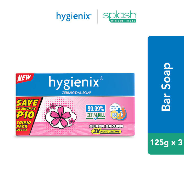 Hygienix AntiBacterial Germicidal Bar Soap with 3x Moisturizer Tripid Pack Super Sakura 125gx3s 125G Regular Size Soap Alcohol Free Germ Killing Soap Lazada Lazada PH