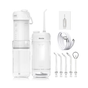 MeeGoo Water Flosser UV Sterilizing Electric Retractable Mini Cordless Dental Oral Irrigator Portable 4 Modes Scaler for Tooth High-Frequency Pulse