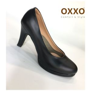 OXXO รองเท้าคัทชู  หญิง เล็กกว่าปกติ1ไซส์ รองเท้าแฟชั่น ส้นสูง รองเท้าหุ้ม ส้นสูง3นิ้ว หนังนิ่ม ใส่สบาย SB008