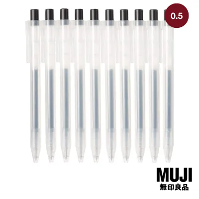 มูจิ ปากกาลูกลื่นหมึกเจลเซ็ต 10 ด้าม หัว 0.5 สีดำ - MUJI Gel Ink Ballpoint Pen Knock Type Set 10 / 0.5 Black