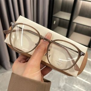 Korean anti-blue ultra light frame plain white grading glasses fashion small round frame computer myopia glasses