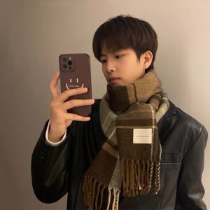 KHĂN QUÀNG CỔ NỮ CHOÀNG CỔ NAM KHĂN ĐÔI NAM NỮ QUÀ TẶNG MỀM MỊN NHẸ ẤM - CARO NÂU TÂY