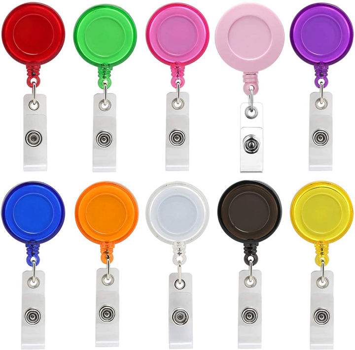 10 Pcs Retractable Badge Holder ID Badge Reel Clip On Card Holders