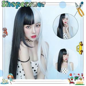 Rambut Panjang 2 Warna 70cm Realistic Long Rambut Wig Gaya Korea Lurus Daily Lolita Cosplay Anime Synthetic