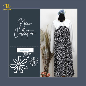 TINO-TINO DRESS SET OVERALL KOREA FLORAL KERAH RUMBAI IMPORT/DRESS SET WANITA IMPORT