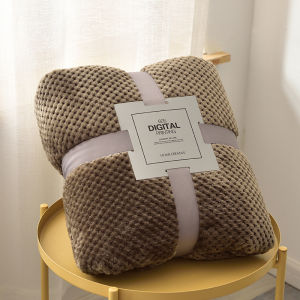 Thicken Flannel Blanket Soft Plain Color Microfiber Plush Sofa Blanket Fleece Double Office Nap Blanket Queen Size