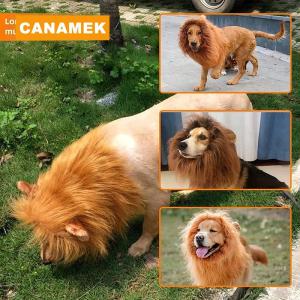 【CANAMEK】 Cute Pet Dog Cosplay Clothes Lion Mane For Dog Costumes Realistic Lion Wig For Medium To Large Dogs With Ear Pet Accessories
