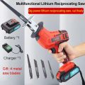 Mesin Reciprocating Saw Cordless Chainsaw Mesin Gergaji Besi Kayu Portable Gergaji Rantai Portable Handheld Saw with Rechargeable Battery for Wood Cutting/gergaji kayu super tajam/gergaji mesin kayu listrik/mesin potong kayu/gergaji multifungs. 