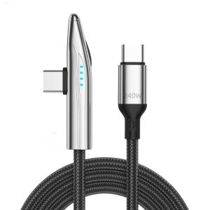 240W Fast Charging Cord Angled Type C Charging Fast Alloy Nylon Braided Cable Enhances Durability