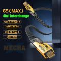 PD 65W 27W Fast Charger Cable 4 in 1 Dual Type C USB For Android iOS Metal USB Charging Cable. 