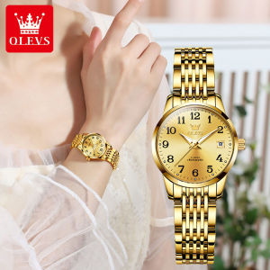 OLEVS Luxury Gold Watch for Women Automatic Original 2022 Waterproof Pawnable Elegant Stainless Steel Date Luminous Display Mechanical Watch