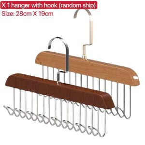 Wooden and Metal 8 - Hook Multi - Tier Hanger for Clothes - Space - Saving Design - Ideal as Organizer Hanger for Bra & Other Clothing Items