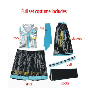 Anime Halloween Costume Accessories Miku Cosplay Costume Midi Dress Beginner Future Miku Cosplay for Women