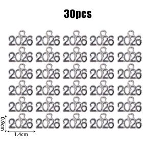 30PCS 2026 Alloy DIY Jewelry Making Pendants Keychains Hangings New Year Fashion Necklace Earring Bracelet Accessories