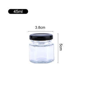 Hũ Thủy Tinh Nắp Thiếc Hình Lục Giác Đựng Thực Phẩm Gia Vi 45ml 180ml 380ml - Lọ Thủy Tinh Đựng Gia Vi Hũ Sữa Chua - Hũ Thủy Tinh Lục Giác Nắp Thiếc