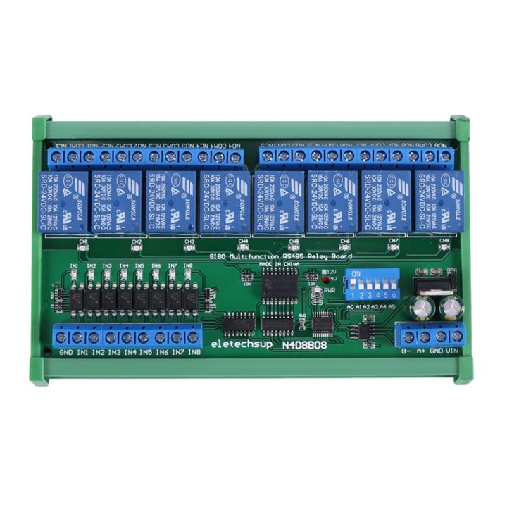 8 Ch RS485 Relay Board Modbus RTU UART Remote Control Switch DIN35 Rail ...