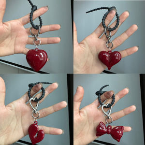 stormtime fE Exquisite Temperament Red Heart Bow Charms Keychain Versatile Phone Pendant Fashion Backpack Hanging Ornament Accessories Gifts