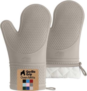 GORILLA GRIP Silicone Oven Mitts 550F Heat Resistant 12.5x8.3 Black