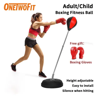 OneTwoFit Boxing Ball Adult Boxing Stand Speed Ball Training Equipment Adjustable Boxing Fitness Equipment With Boxing Gloves