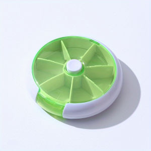 7-Day Weekly Pill Organizer Portable Round Plastic Medication Storage Box with Rotating Dispenser Mini Pill Holder for Daily Use Pill Box