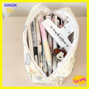 XINGK Simple Cute Cartoon Cat Pattern Pencil Case Portable Stationery Organizer Pouch Kawaii Girls School Supplies Makeup Storage Bag