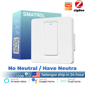 SMATRUL Tuya Zigbee Smart Push Switch Light tiada wayar Neutral tiada kapasitor dibuat Smart Life APP Wall On Off Switch magnet Latching Relay kawalan suis elektrik untuk Alexa Google Home 1/2/3 gang EU 86 * 86mm110v-240V