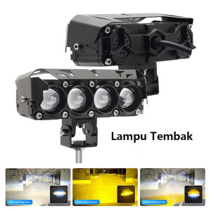 2PCS Lampu Tembak Sorot Led SQL 4 Mata 8D 12-80 Volt Plus Kipas Jauh Dekat Kuning Putih Untuk Mobil Dan Motor