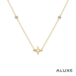 ALUXE 10K Gold Diamond Necklace Golden Starlight Disney Aladdin Series NNDA006