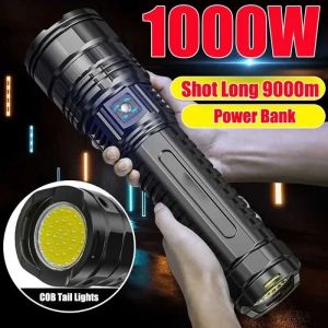 WUZHISHANG Built in Battery Flash Emergency Spotlight 10000LM 800W Most Powerful LED Flashlight Tactical 15000Ah Strong Light