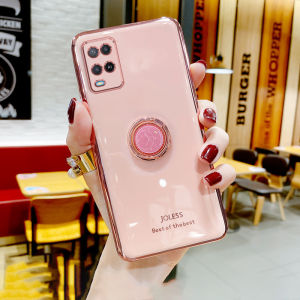 YBD Precise camera protection case for OPPO A54 2021 Casing Girly style plating Anti-drop cases with Creative clock phone stand