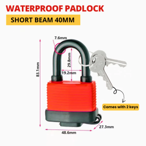 Waterproof Padlock with Key Heavy Duty Covered Laminated Steel Keyed Padlocks 40mm Padlocks Keyed Durable