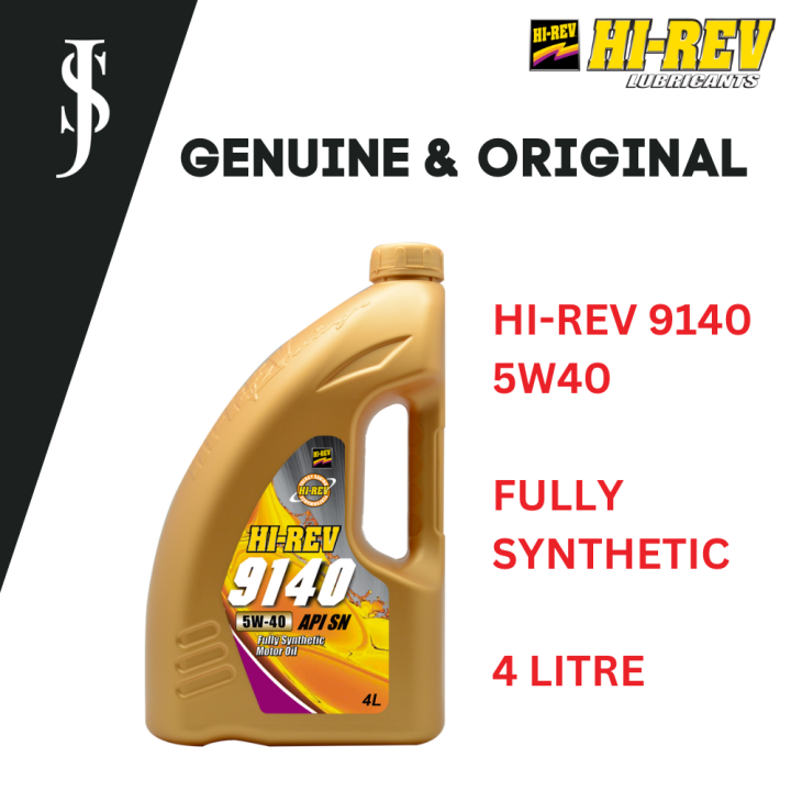 HI-REV 9140 Fully Synthetic Engine Oil Motor Oil Lubricant Minyak Hitam 5W-40 4L