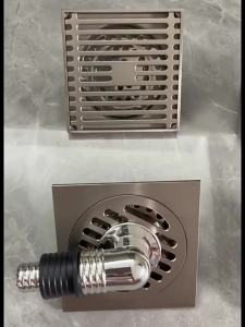 SXH Cream-colored brushed finish all-copper odor-proof floor drain – a bathroom essential long strip design suitable for showers concealed drain and universal for washing machines