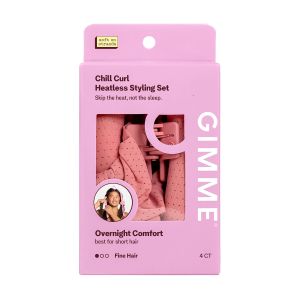 Gimme Beauty Chill Curl Heatless Styling Set - Gentle & Breatable Hair Rods for Overnight Curls - Natural Waves with a Frizz-Free Finish - Clip & Scrunchies for Se Hold - Fine Hair 4 Count