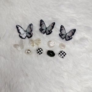 11Pcs/Set Crocs Charms Black 3D Gold Foil Butterfly Shoe Decoration Accessories Shoe Buckle for Crocs