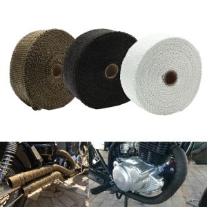 ER52858 5M High Quality Auto Exhaust Pipe Wrap Stainless Ties Thermal Protection Motorcycle Exhaust Thermal Tape Motorcycle Heat Shield Tape Insulation Tape Fiberglass Heat Shield Exhaust Pipe Cloth