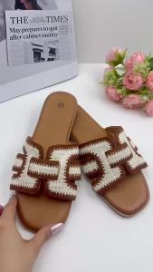 [Free Shipping] WomenS Flat Sandals For Summer Woven Retro Slippers Versatile Outdoor WomenS Sandals