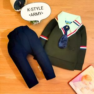 Setelan Anak Laki Laki - Baju Bayi Cowok Set Kemeja Rompi Dasi Lengan Dan Celana Panjang Usia 3 Bulan-4 Tahun Motif K Style