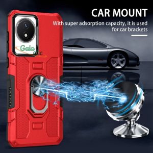 Casing Untuk VIVO Y02 /VIVO Y02T Premium Hardcase Ring Armor Robot Case Kickstand Hybrid/Ring Holder